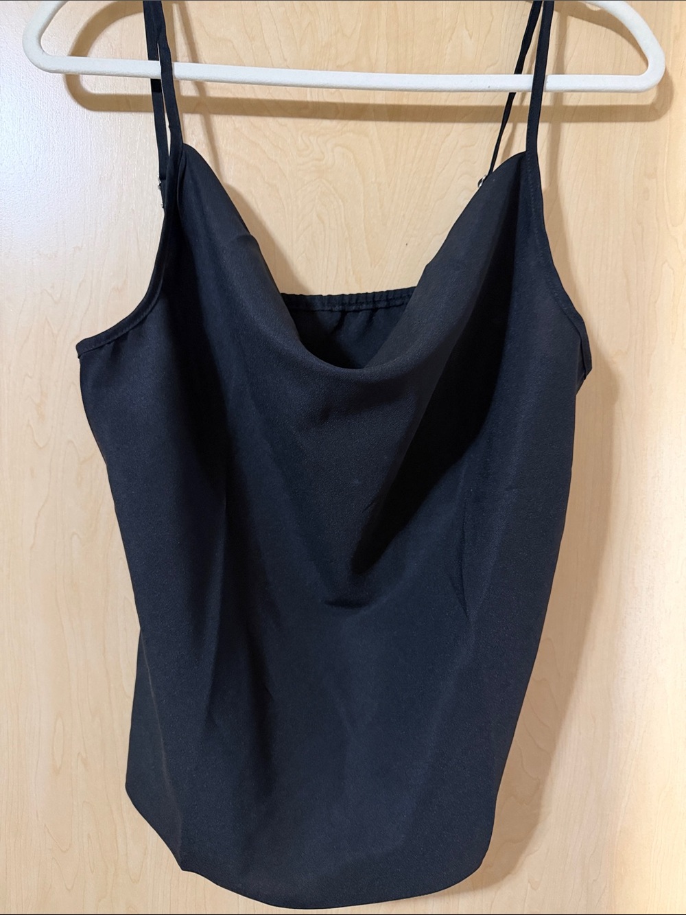 Black Cowl Neck Spaghetti Strap Tank Top